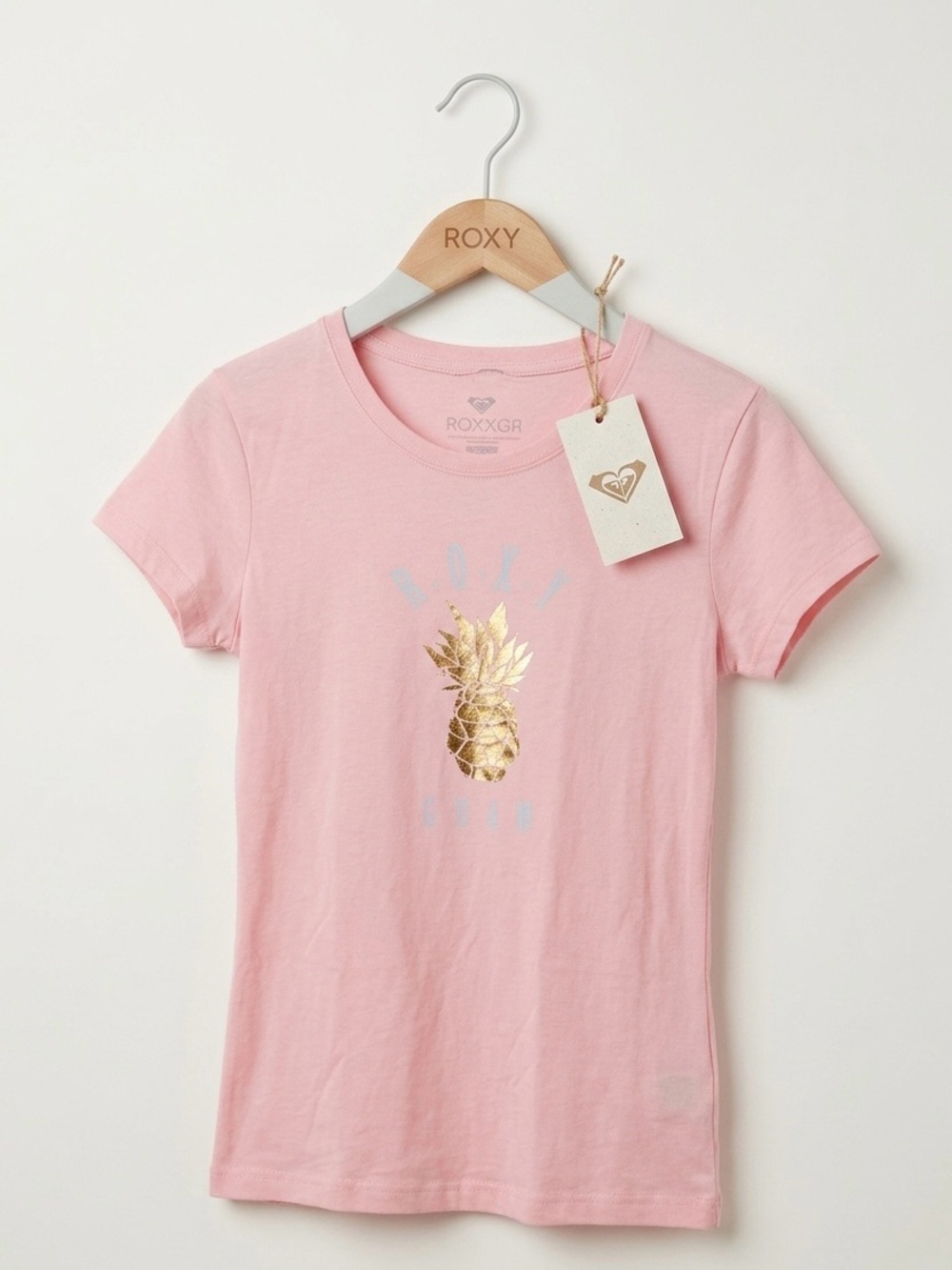 NWT Roxy Girl Pink Pineapple Guam Graphic Tee - Size Large